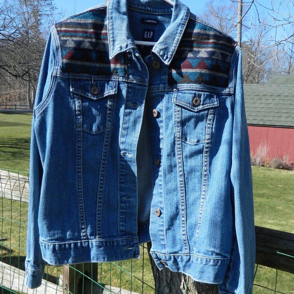 Vintage Western Denim Jacket, Upcycled Denim Jacket, Jean Jacket, Western Jacket